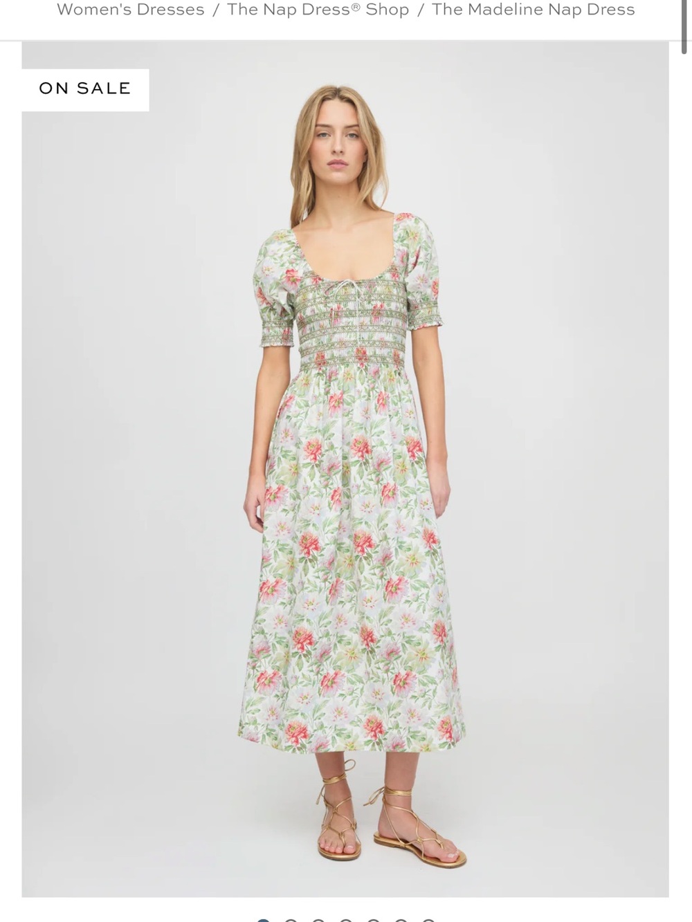 The Madeline Nap Dress - Floral Green and Pink Maxi Dress